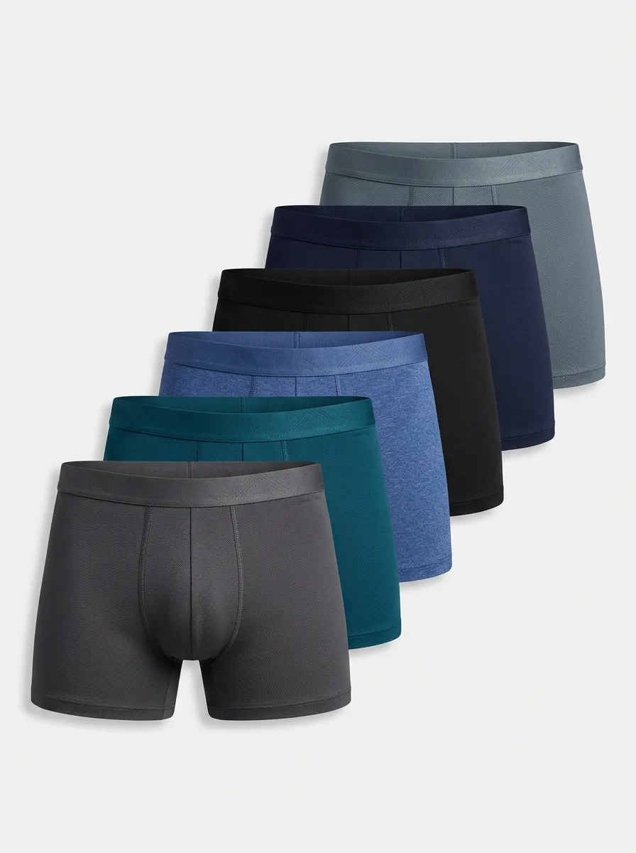 Men's Solid Pattern Breathable Set 6-Pack Boxer Briefs