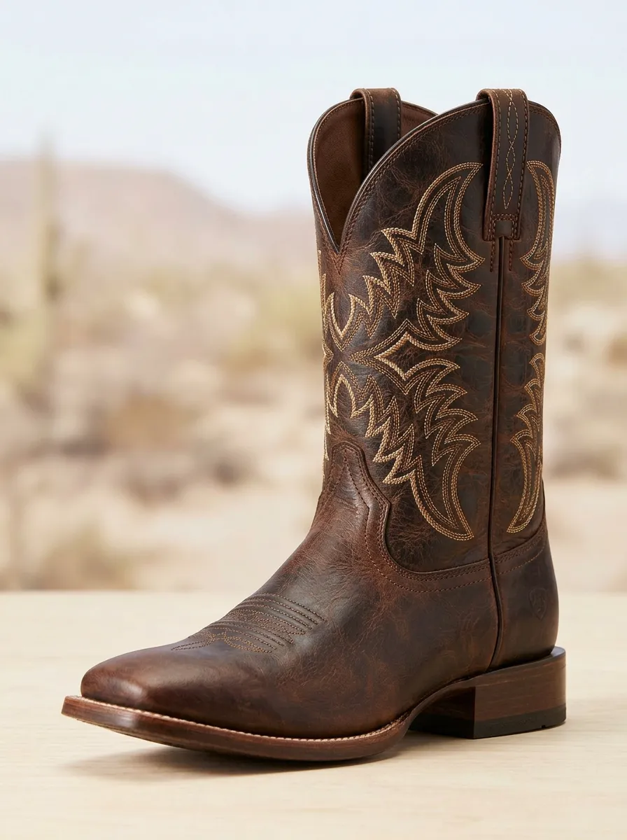 Ranchwear Embroidered Leather-Look Style Men's Western Cowboy Boots