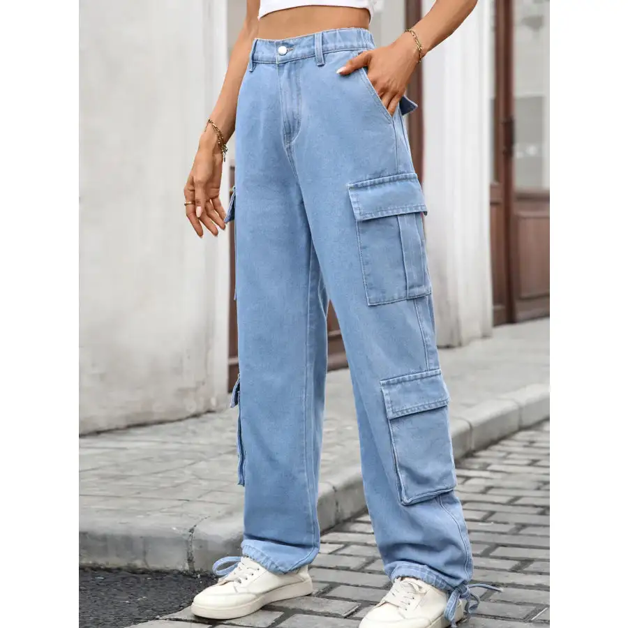 Casual Wide Leg Cargo Jeans Jeans