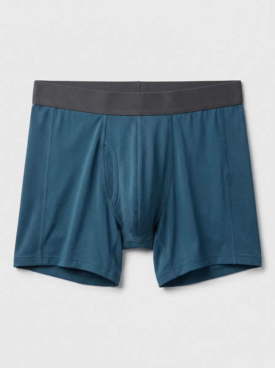Men's Blue Mesh-Panel Boxer Briefs