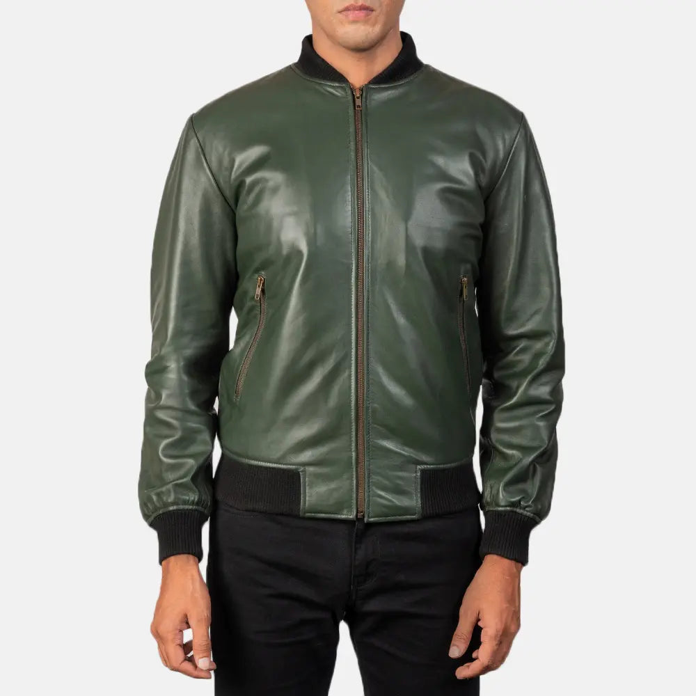 Men's Bold Profile Bomber Leather Jacket