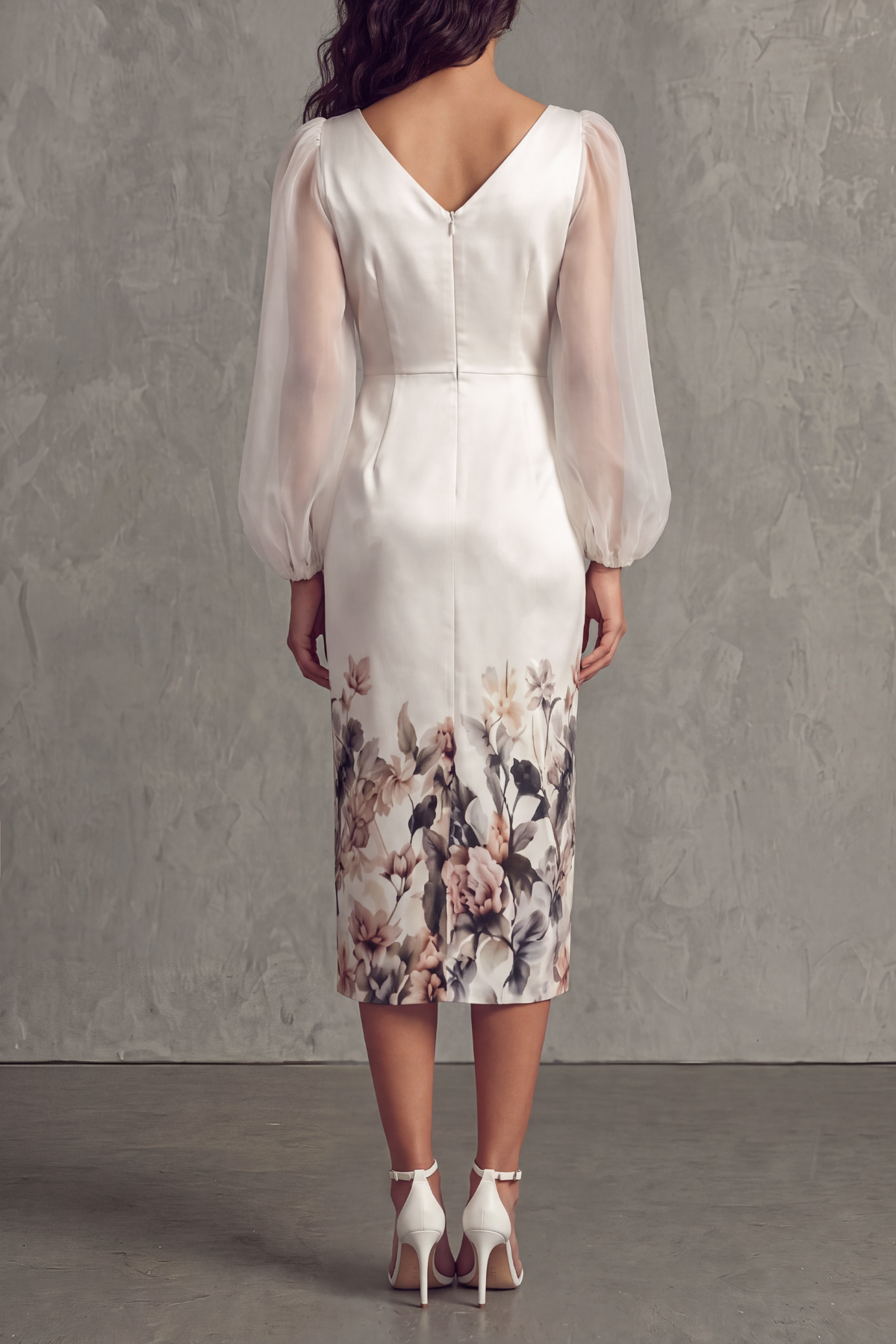 V Neck Floral Midi Dress