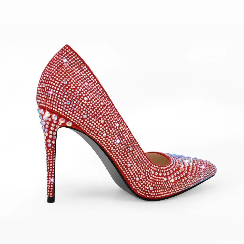 Polished Rhinestone Pointed Toe Stiletto Pumps