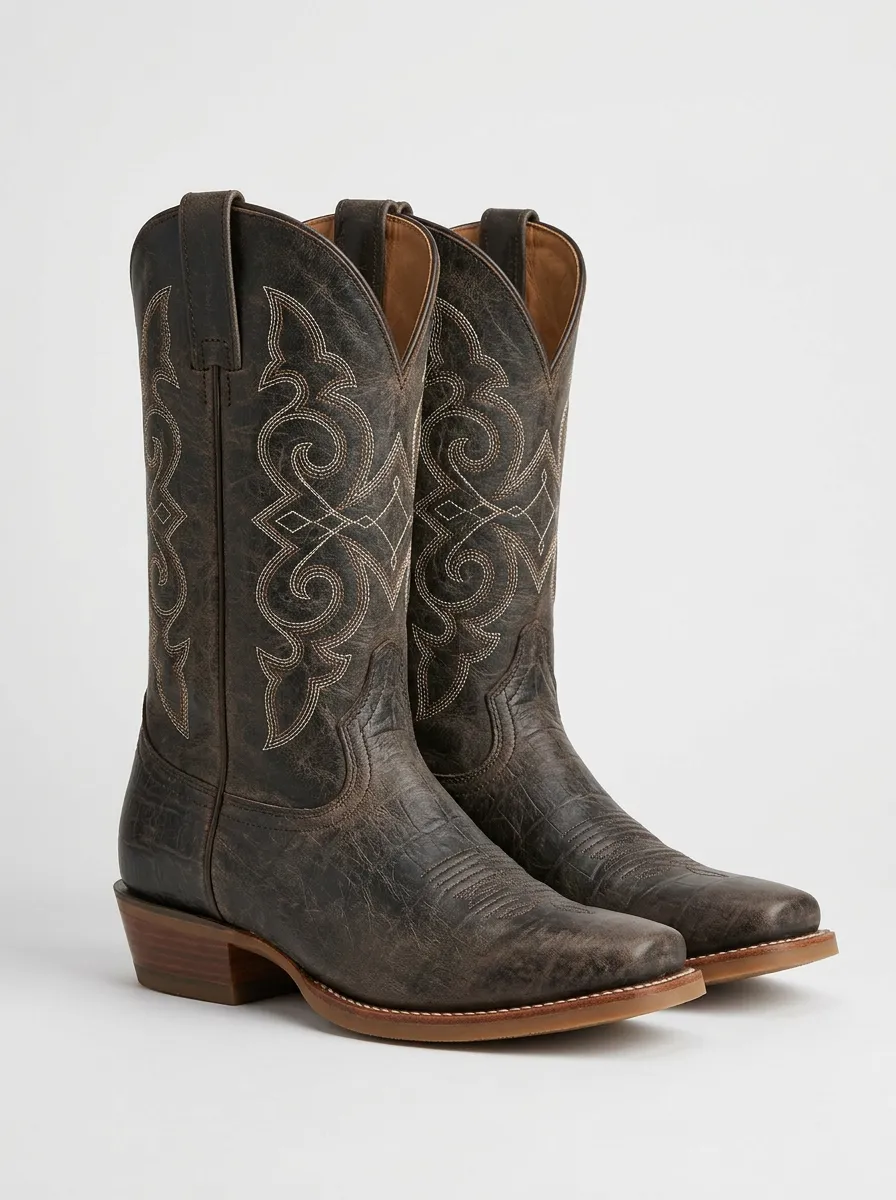 Unisex Festival Distressed Embroidered Western Boots
