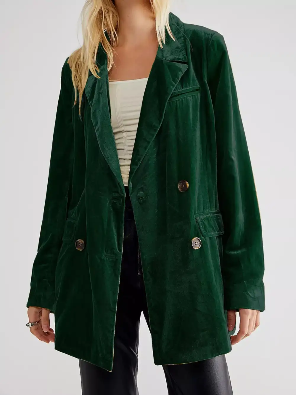 Lapel Collar Button Up Blazer Easy Layering Piece