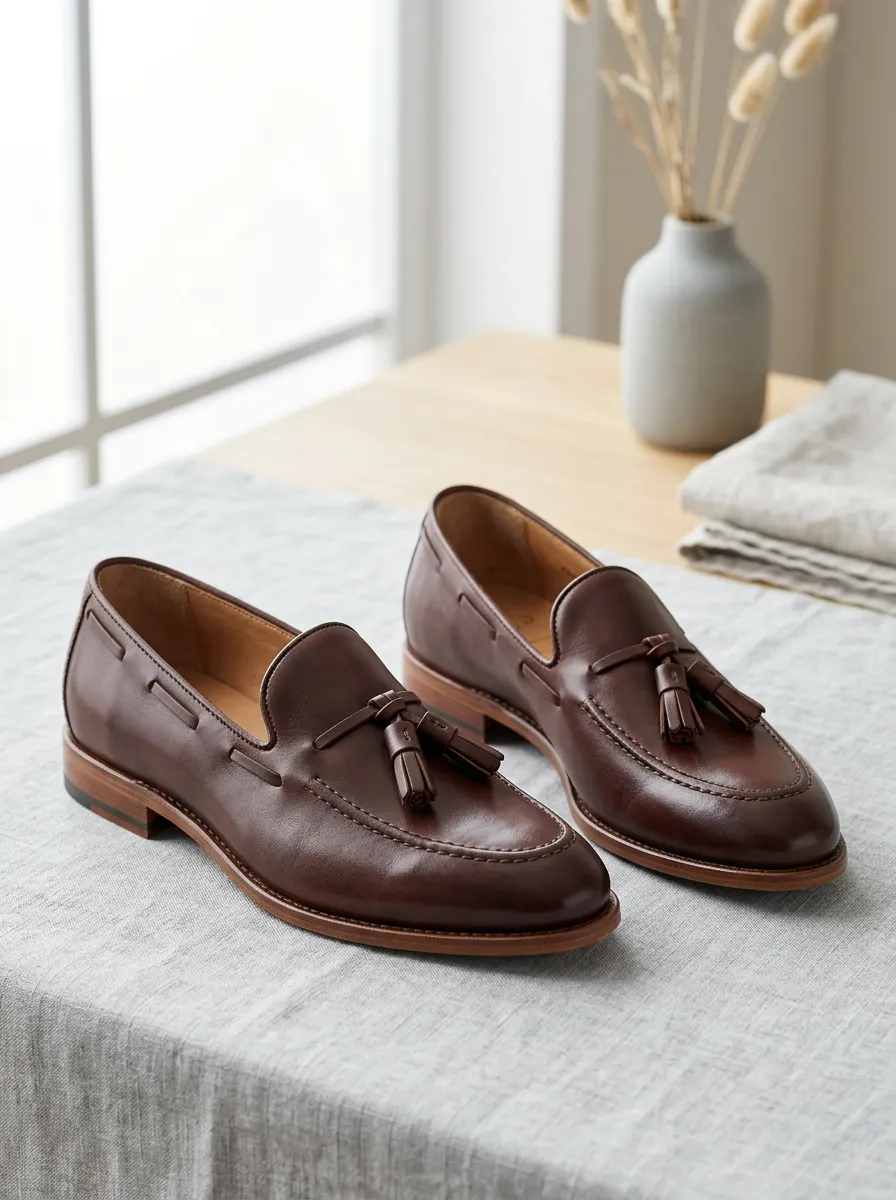 Unisex Refined Leather Tassel Loafers