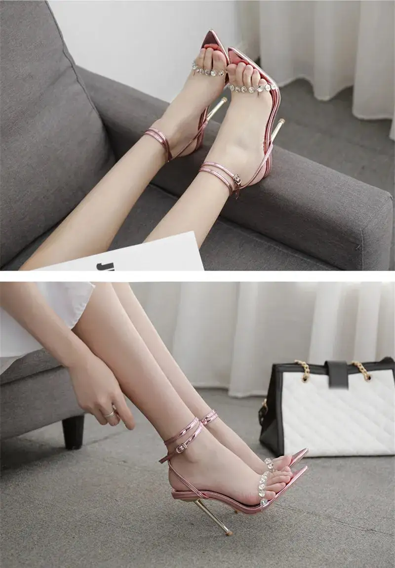 Metallic Sparkle Ankle-Strap Pumps