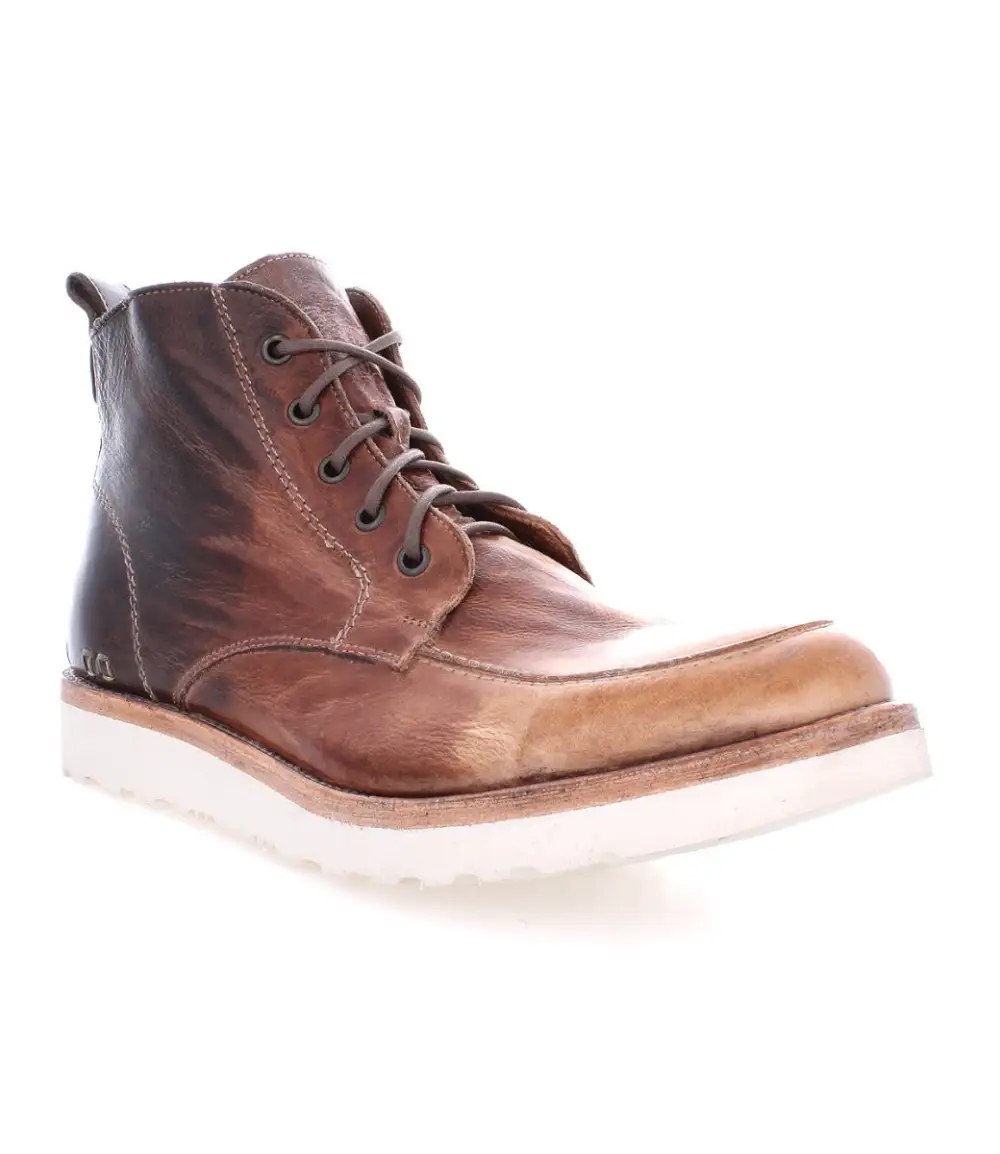 Apron-Toe Lace-Up Distressed Work Boots