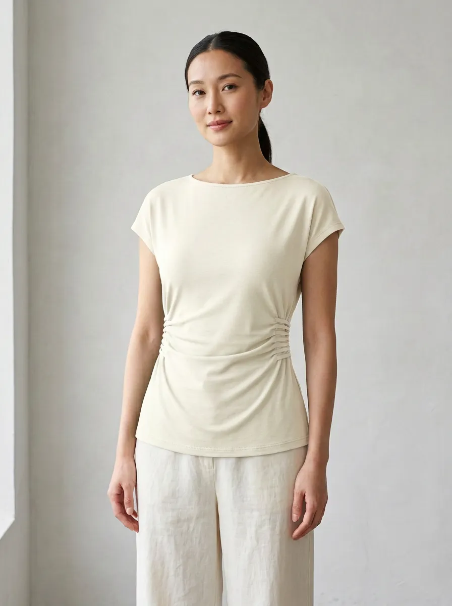 Modern Side-Ruched Ruched Fitted Fitted Top