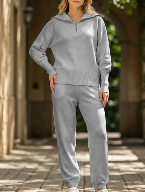 Zip-Up Hoodie Plus Size Two-Piece Set
