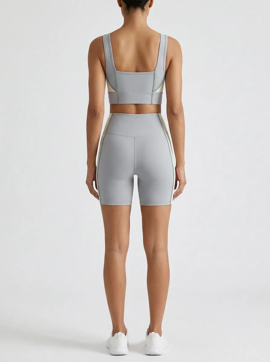 Practical Colorblock Detail Silhouette Women's Tank Top And Sports Shorts Set