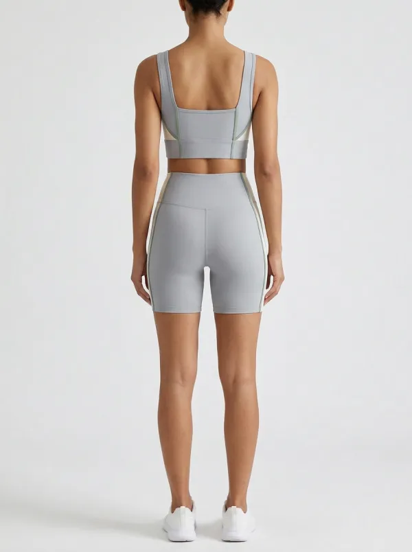 Practical Colorblock Detail Silhouette Women's Tank Top And Sports Shorts Set