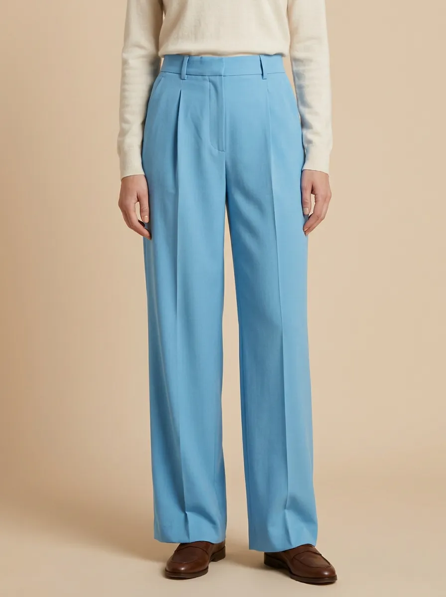 Relaxed Pleated High Rise Wide Leg Pants