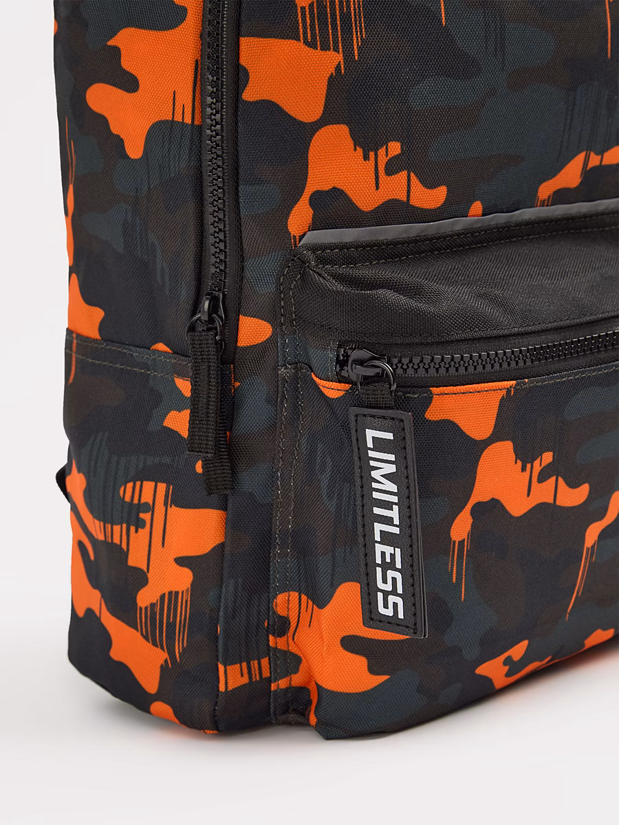 Orange Camo Backpack detail 1