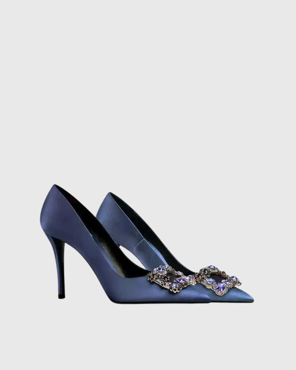 Rhinestone Buckle Pumps in Royal Blue