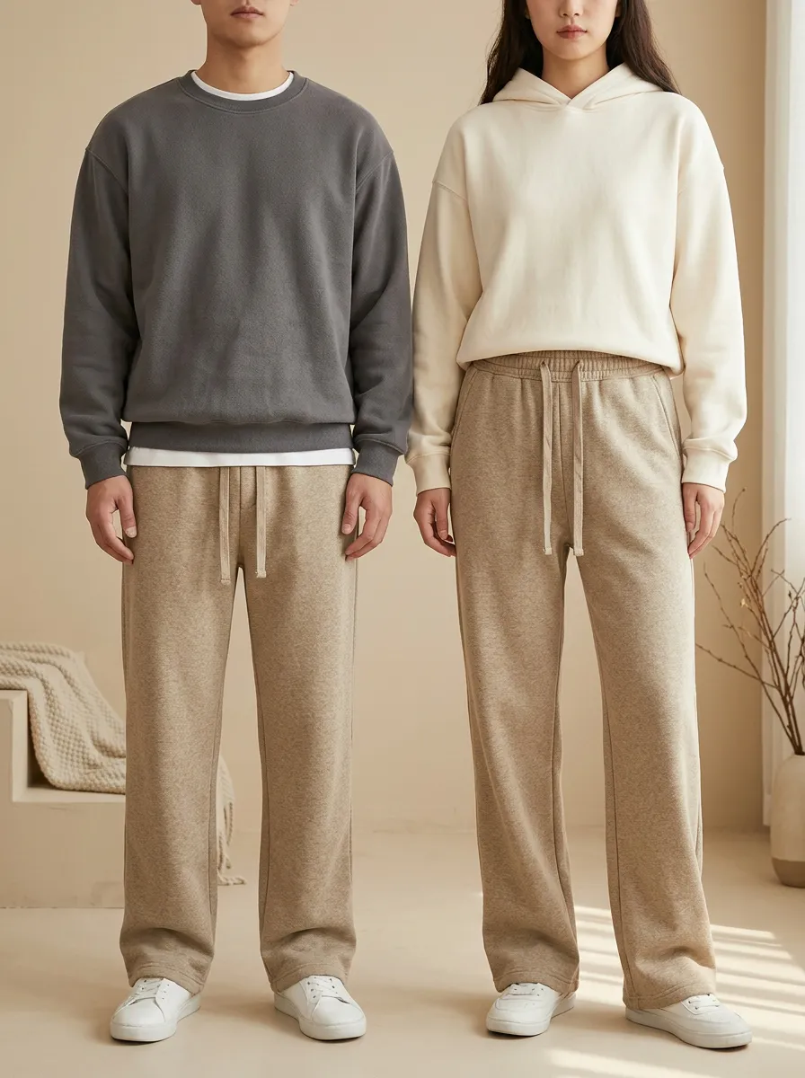 Unisex Fluid Wide-Leg Drawstring Sport Pants
