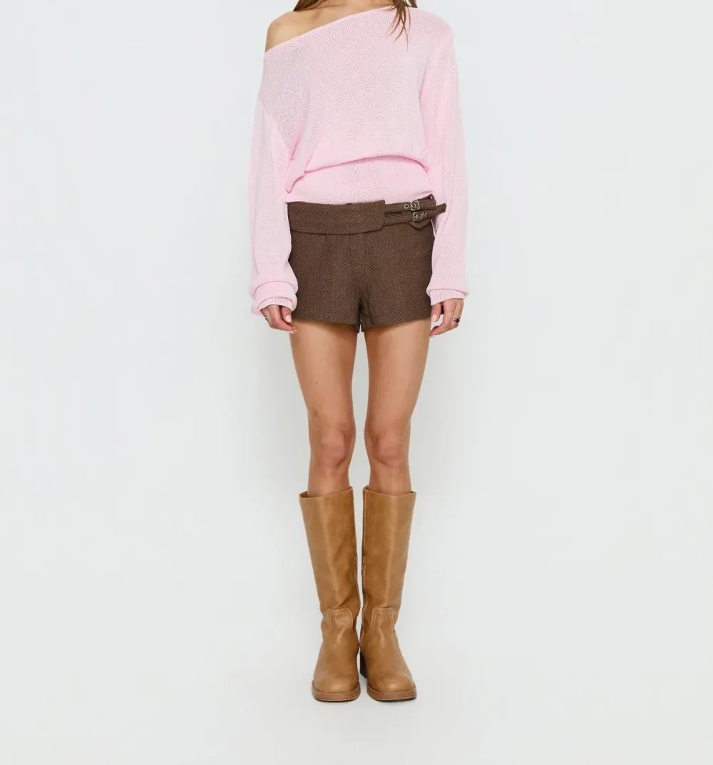 Pink Off-Shoulder Knit Sweater