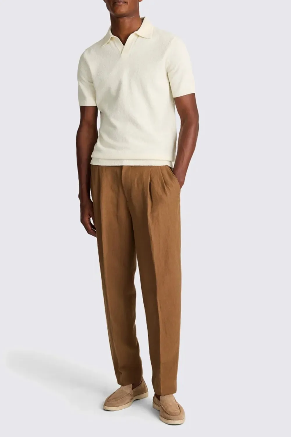 Men's White Cotton Loop-Knit Polo Shirt