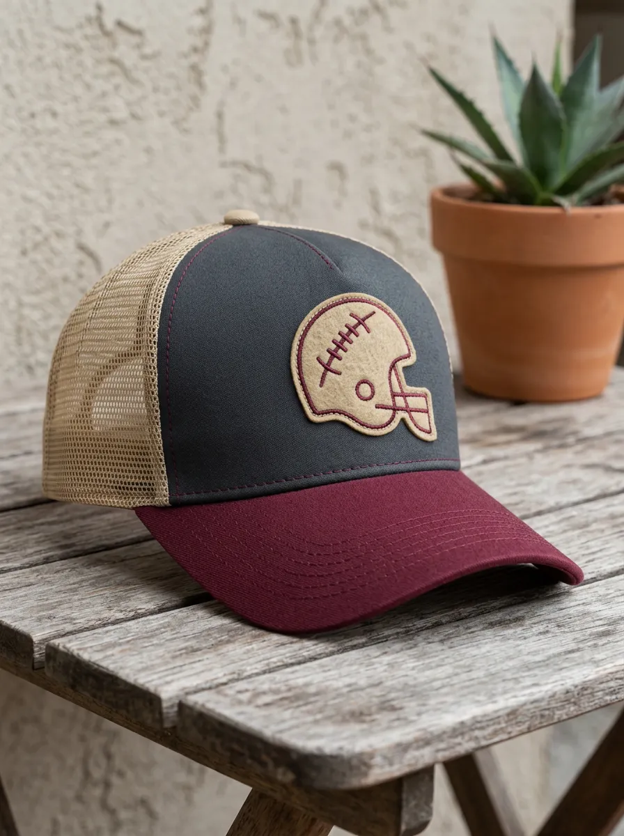 Men's Heritage Football Fan Helmet Patch Embroidered Mesh Trucker Hat