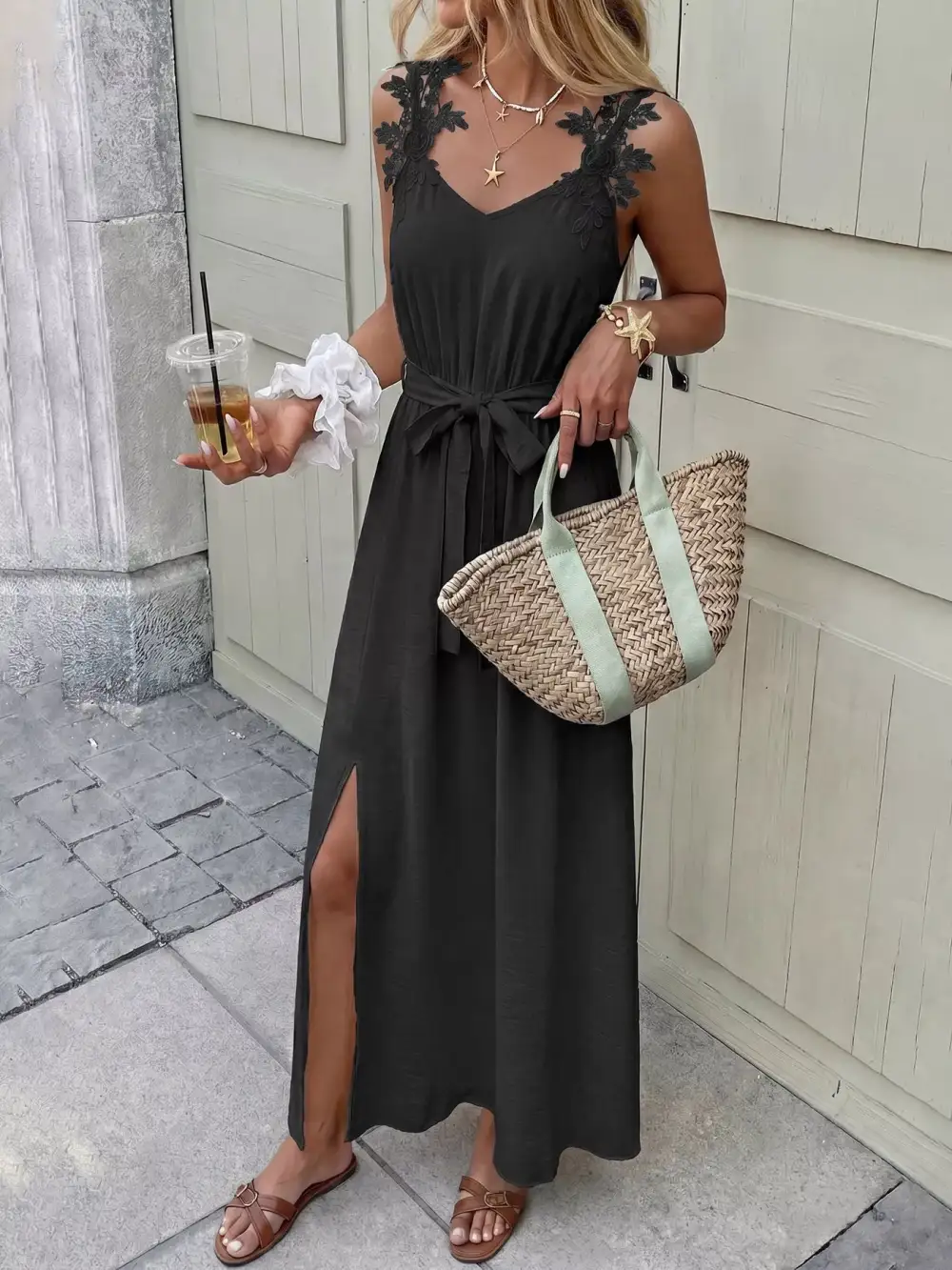 Lace Slit Maxi Dress