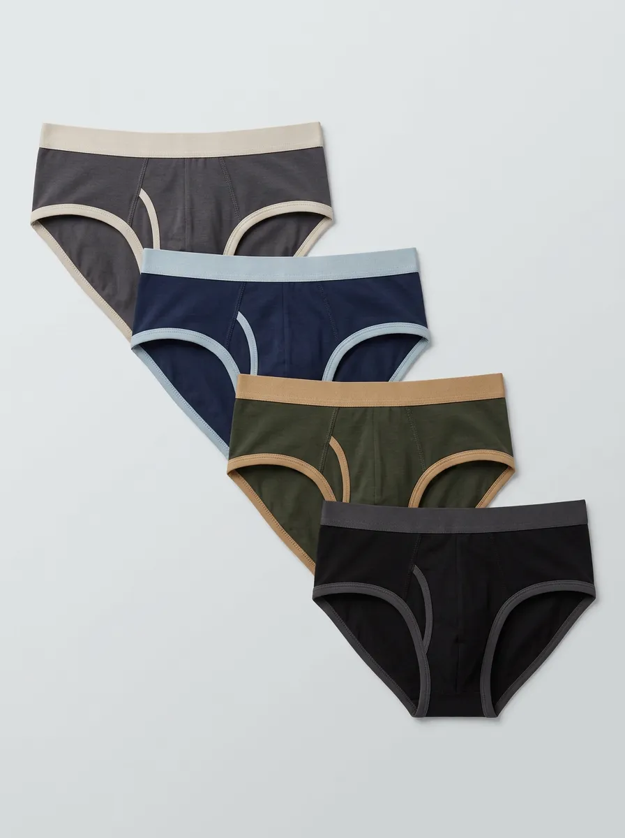 Men's 4-Pack Contrast-Binding Flat-Seam Briefs