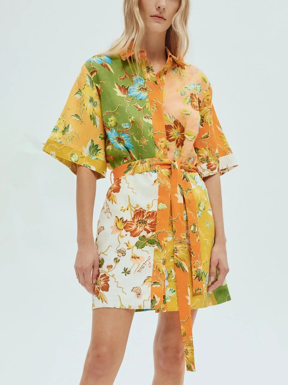 Unique Contrasting Floral Print Mini Dress