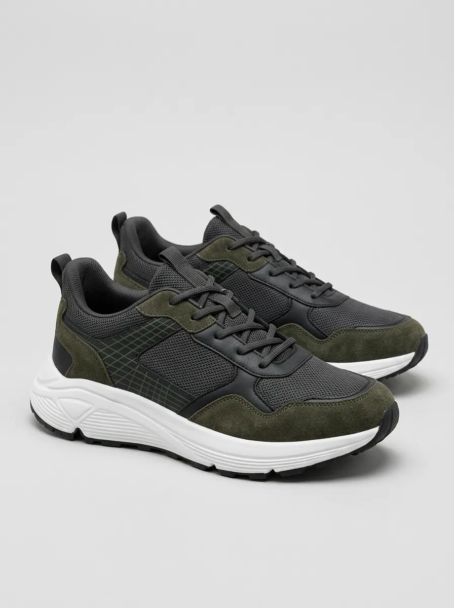 Men's Casual Outdoor Grid Pattern Print Sneakers
