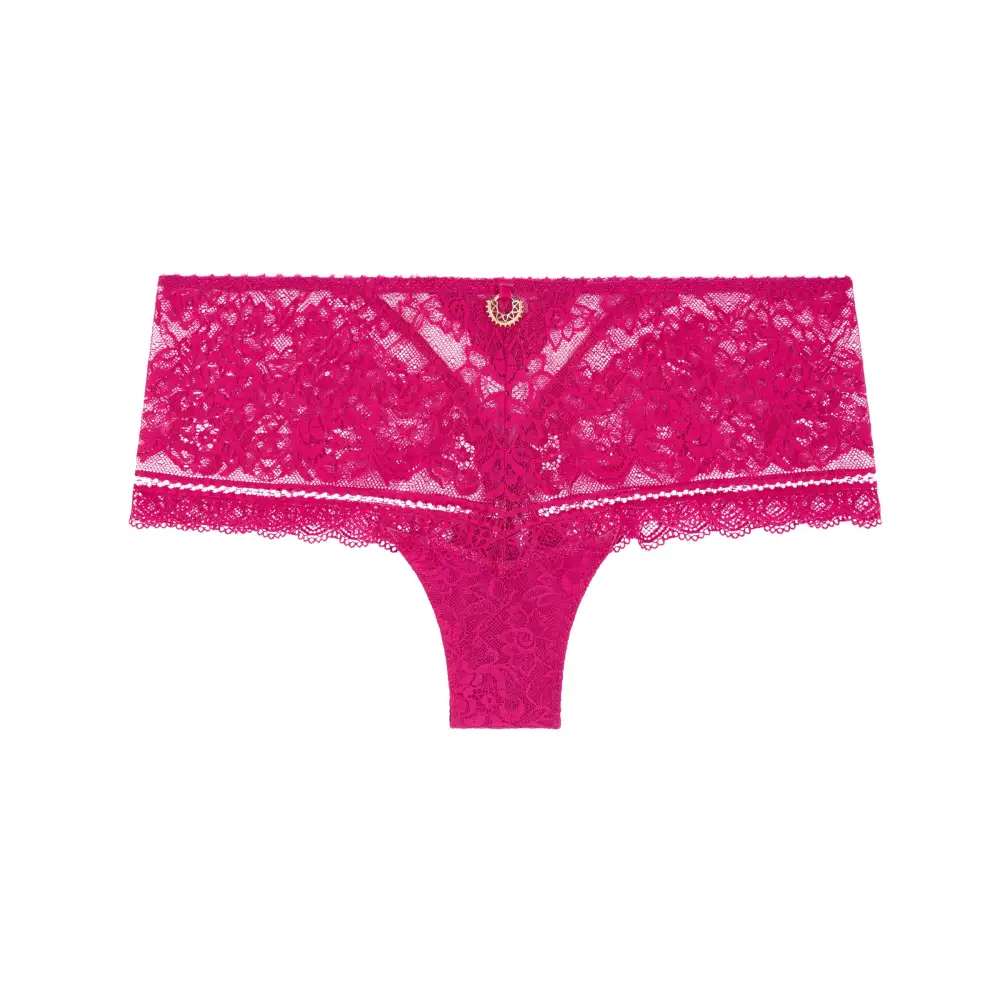 Women's High Cut Flat Seams Elastic Waistband Cotton Gusset Guipure Lace Cotton Lightweight Soft Fabric Stretch Fit Boxer Panty