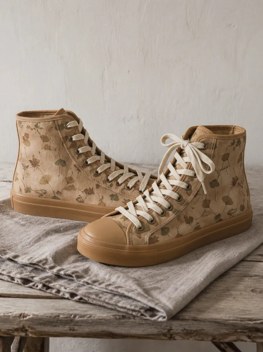 Women's Refined Botanical Nature Lover Pressed Leaf Patterned Canvas Shoes