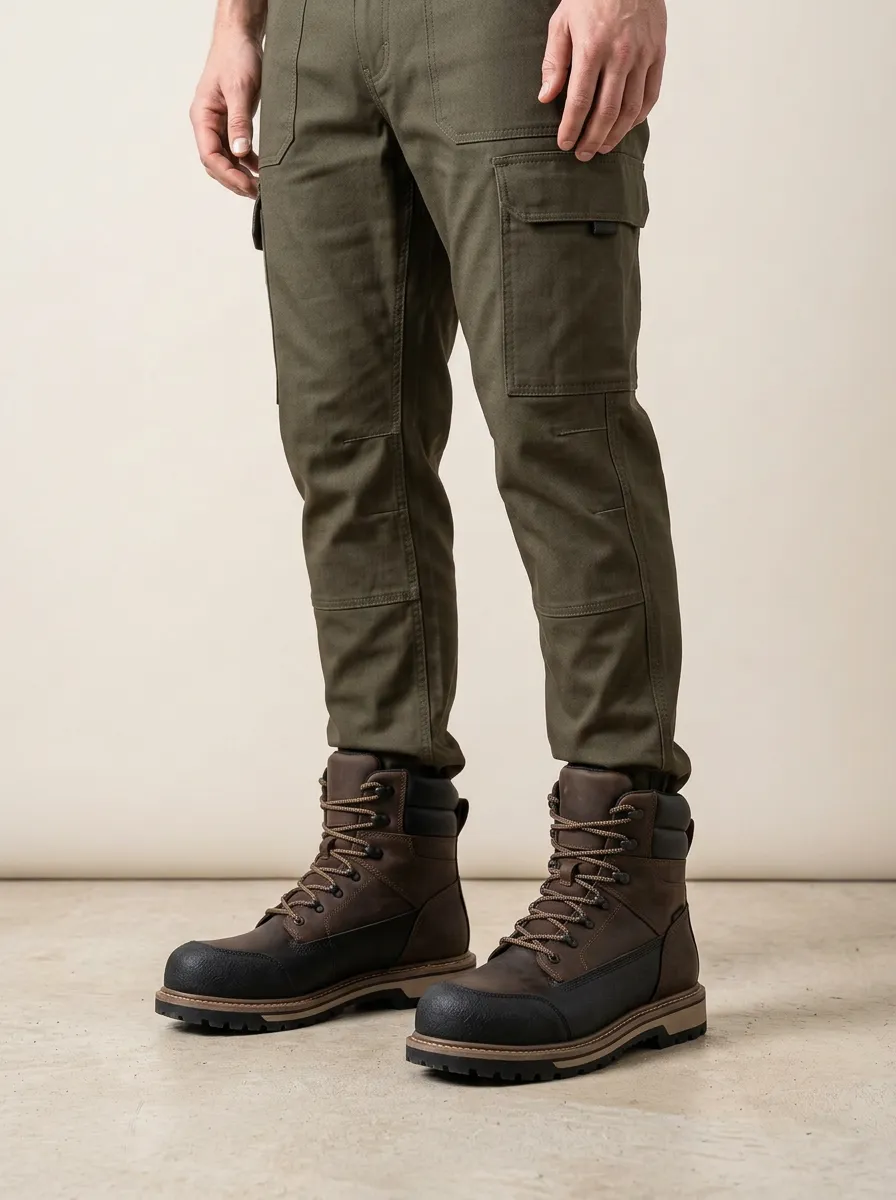 Men's Worksite Waterproof Construction Graphic Detail Work Boots