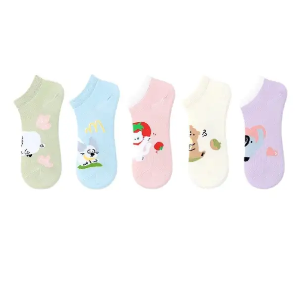 Playful Cartoon Animal Ankle Socks