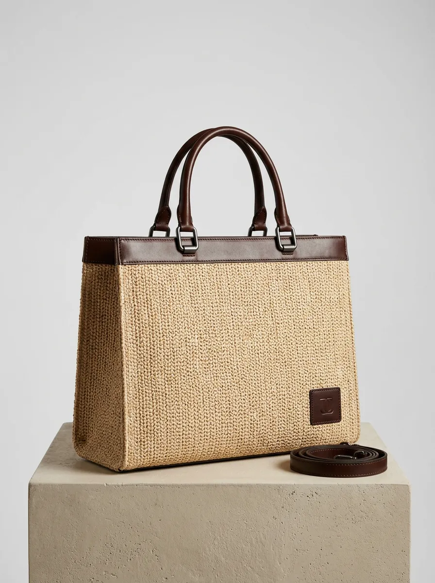 Woven Straw-Style Top-Handle Women's Shoulder Bag