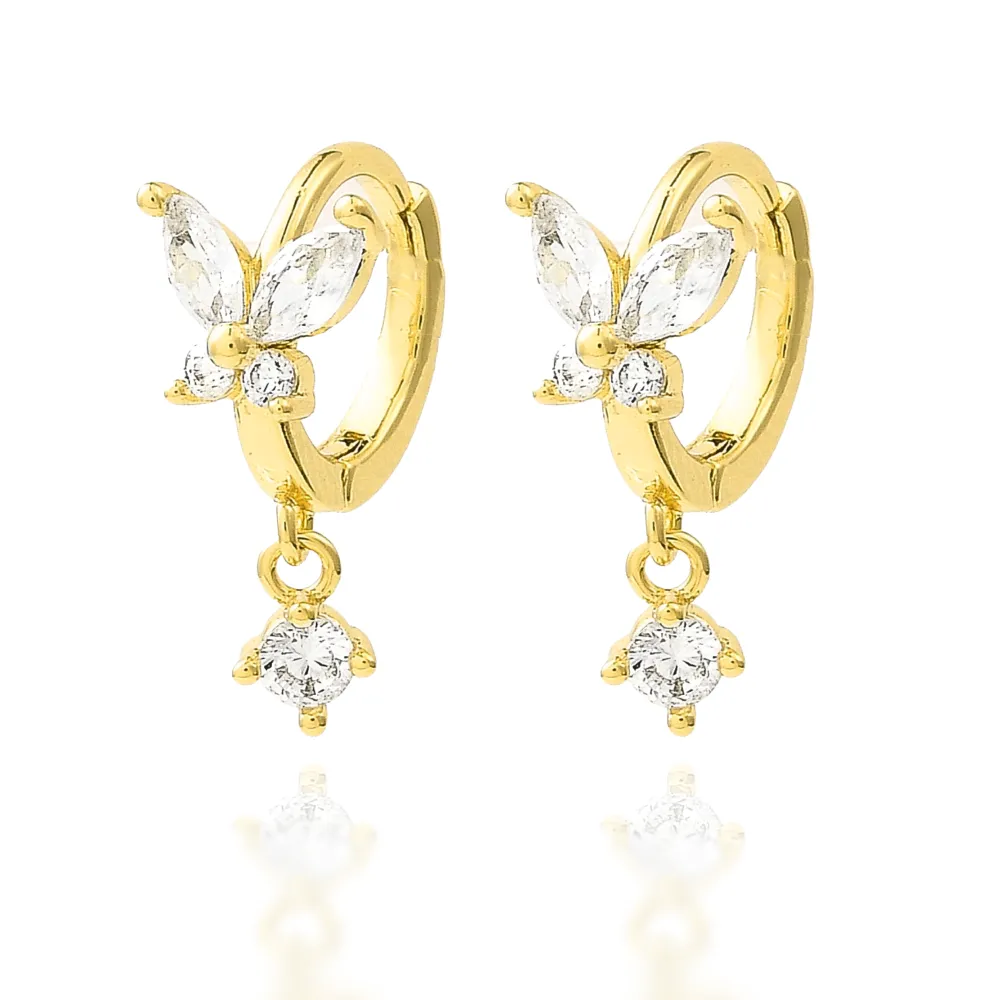 Butterfly Stone Accent Huggie Earrings
