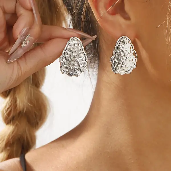 Glossy Geometric Metal Earrings
