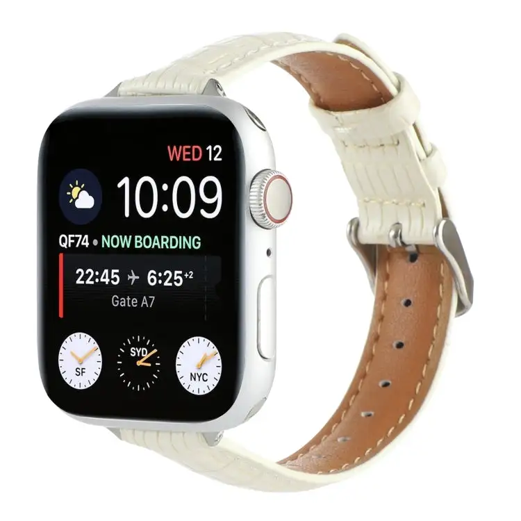 Slim Crocodile Leather Watch Band for Watch Series 2 38 mm - Beige