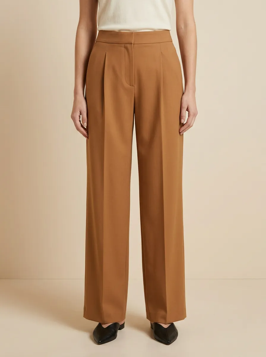 Everyday Simple Pleated High Rise Wide Leg Trousers