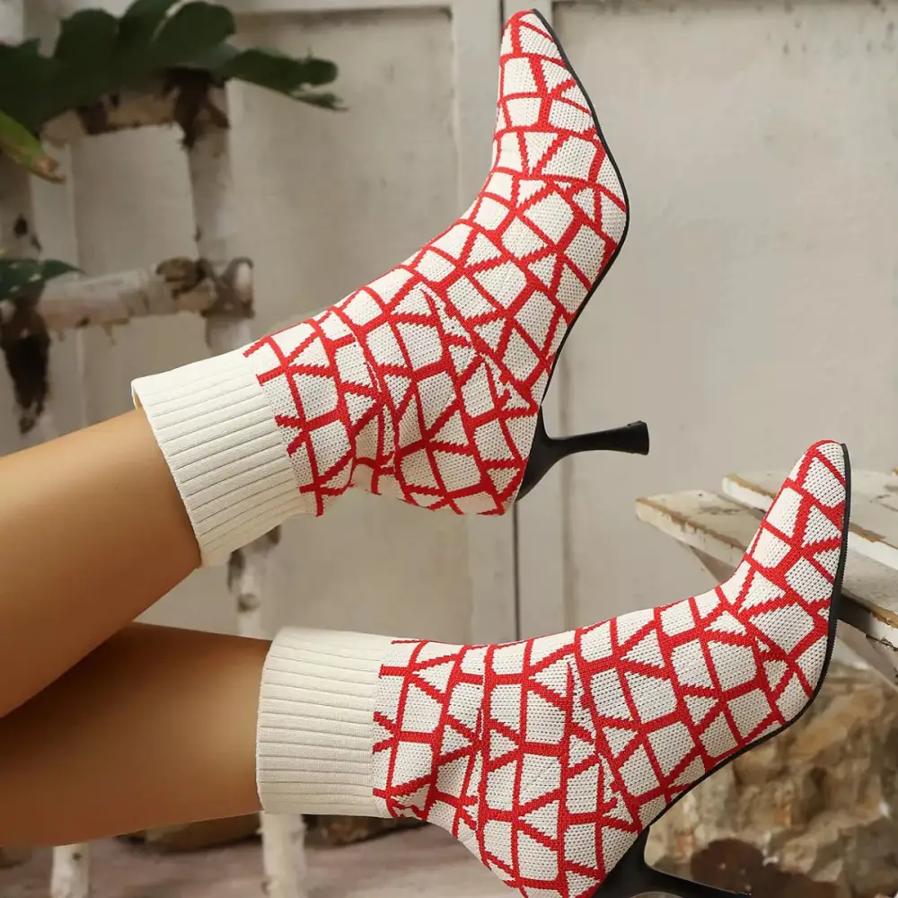 Pointed Toe Flared Heel Boots
