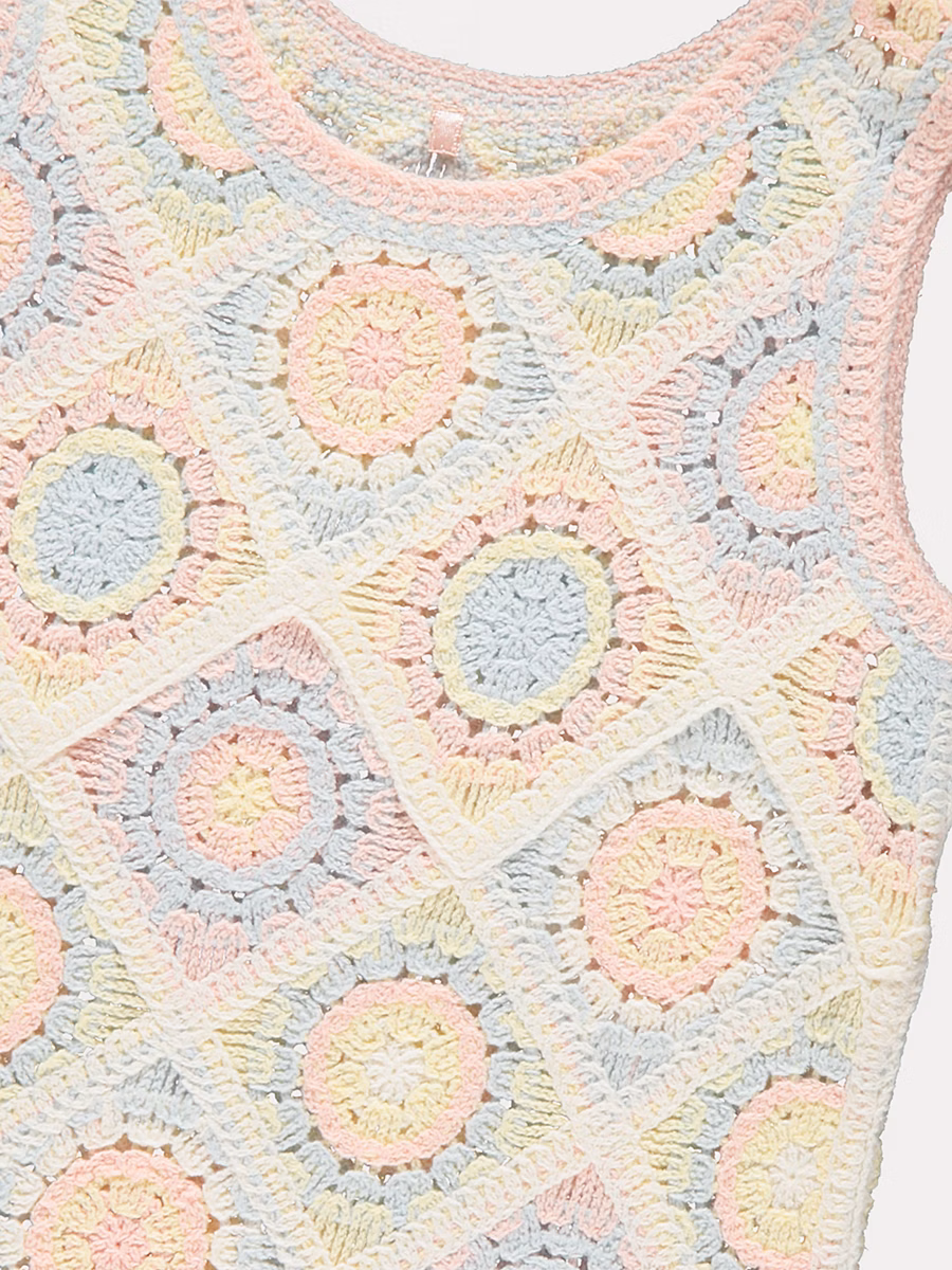 Cream Pastel Crochet Dress detail 1