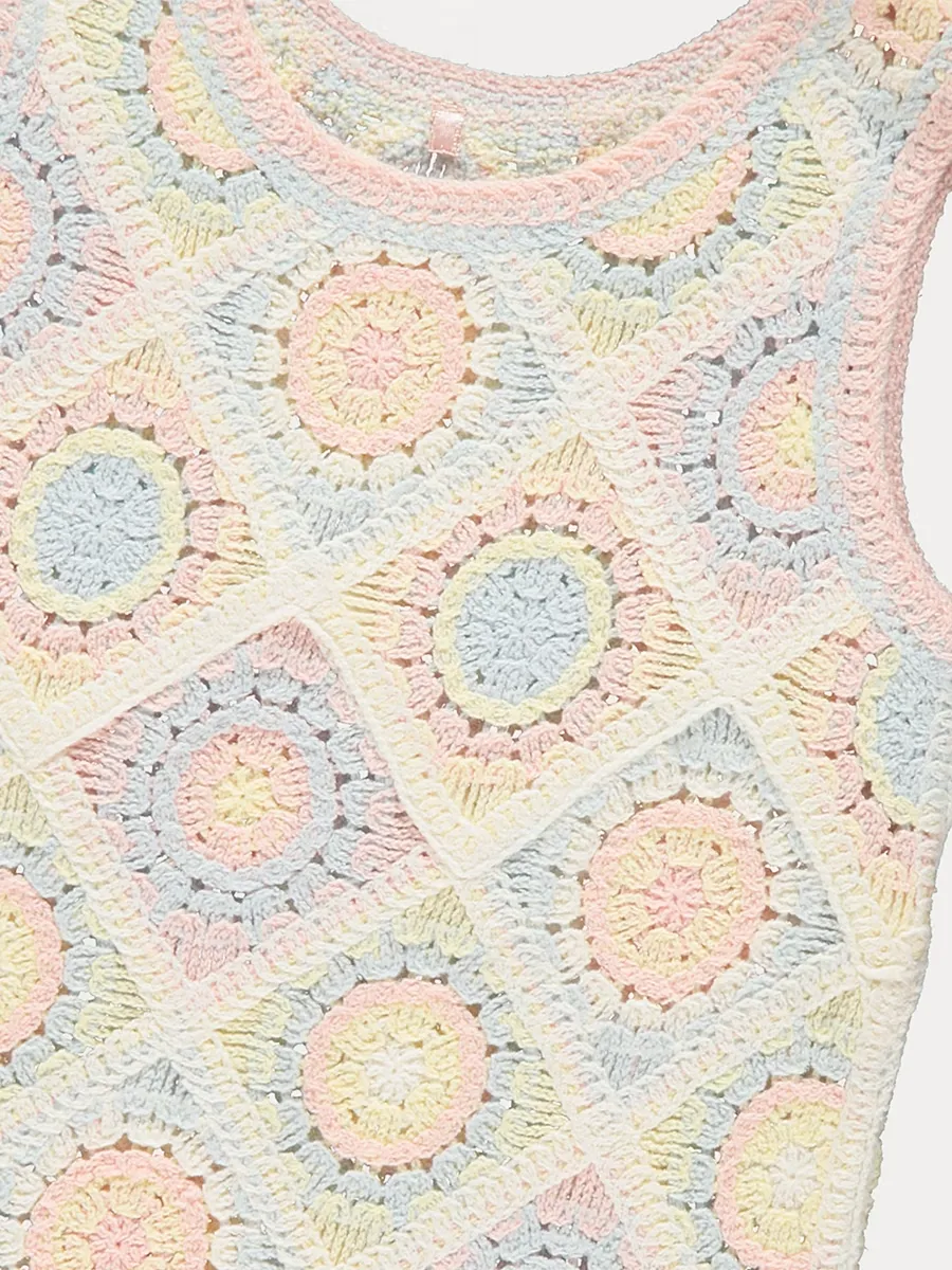 Cream Pastel Crochet Dress