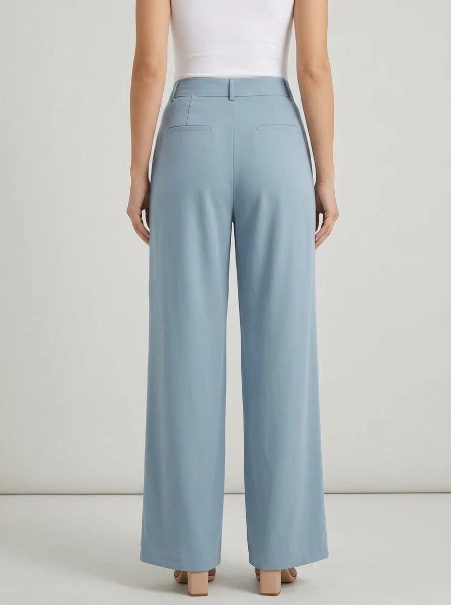 Women's Minimalist Pleated Wide-Leg Trousers