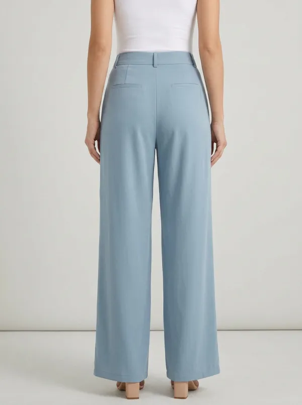 Women's Minimalist Pleated Wide-Leg Trousers