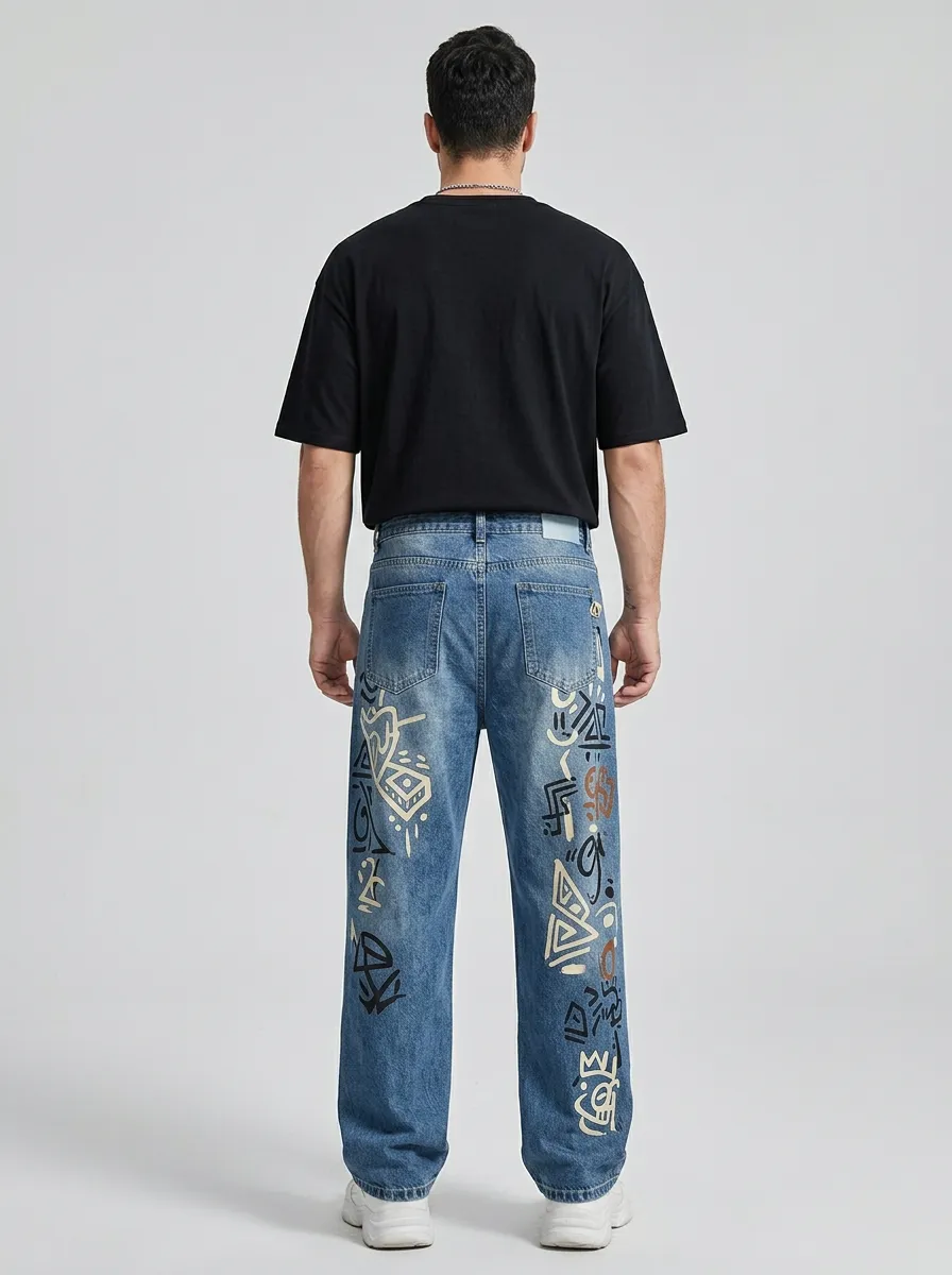 Unisex Dynamic Streetwear Graffiti Jeans