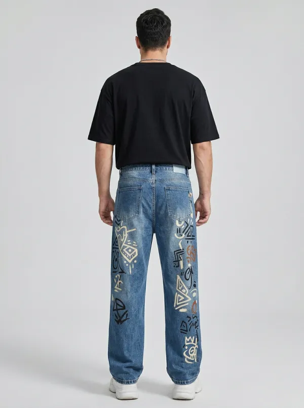 Unisex Dynamic Streetwear Graffiti Jeans