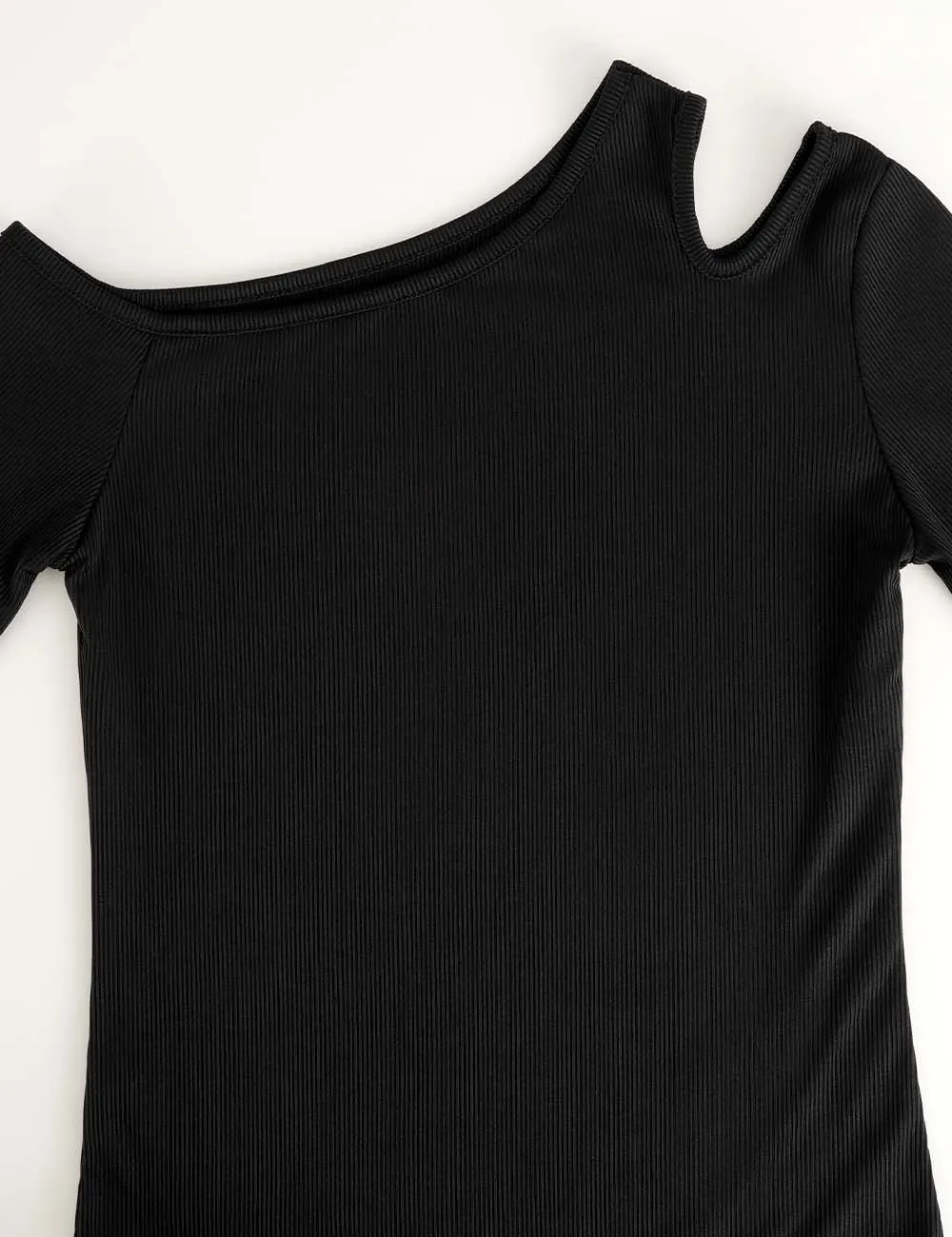 Chic One Shoulder Cut Out Solid Color Long Sleeves Top