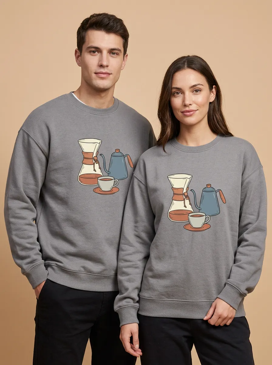 Unisex Coffee Lover Chemex Kettle Cup Printed Sweatshirt