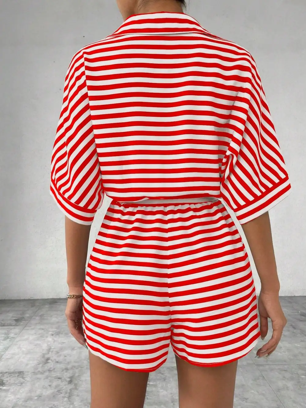 Tie Waist Half Button Romper
