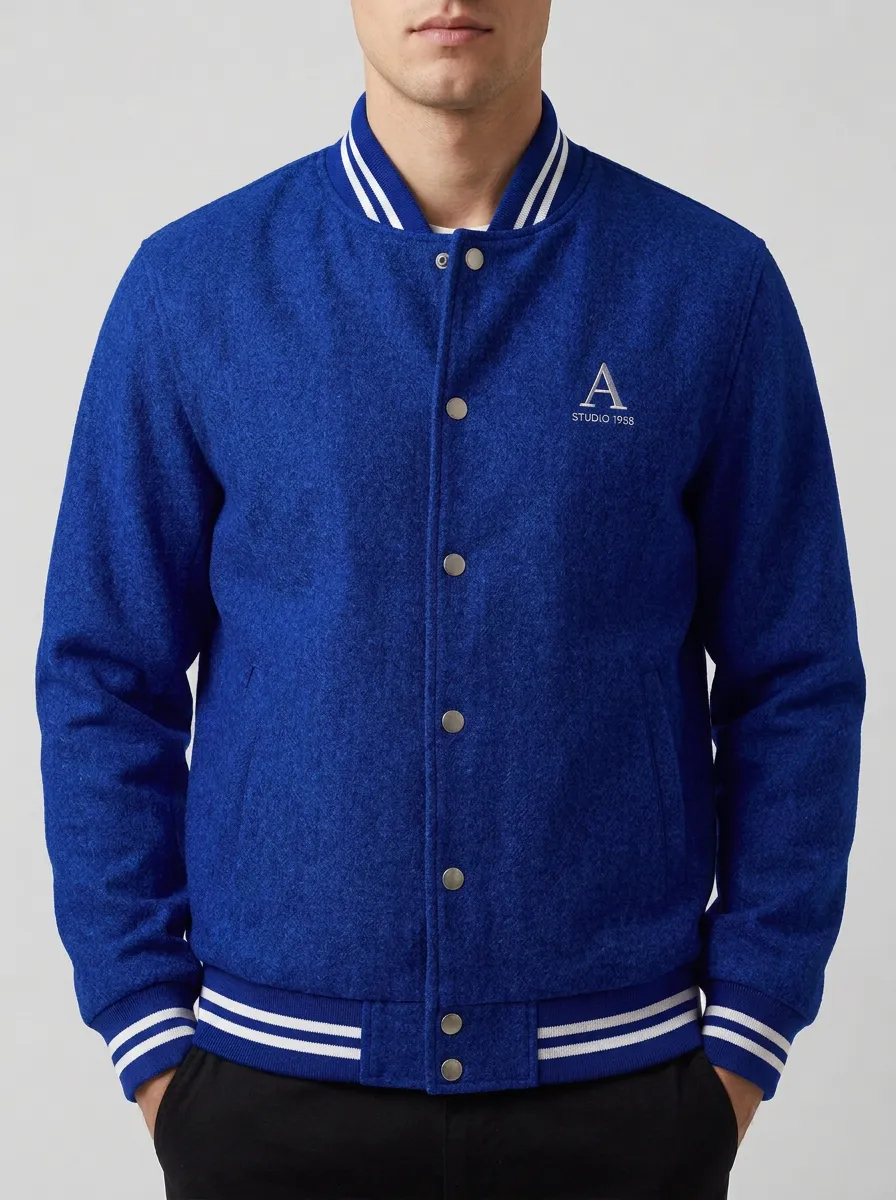 Men's Studio 1988 Letter A Wool Baseball Jacket