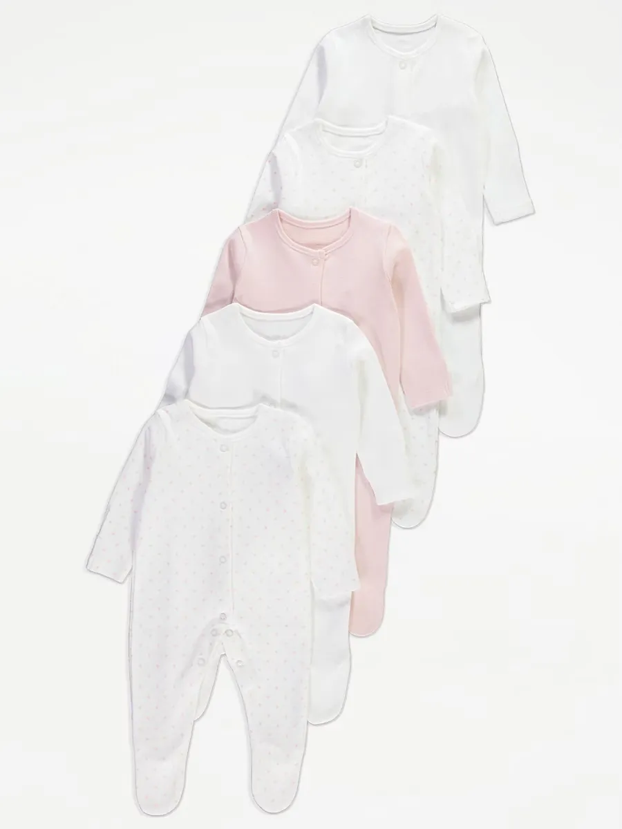 Mini Hearts Sleepsuits 5 Pack