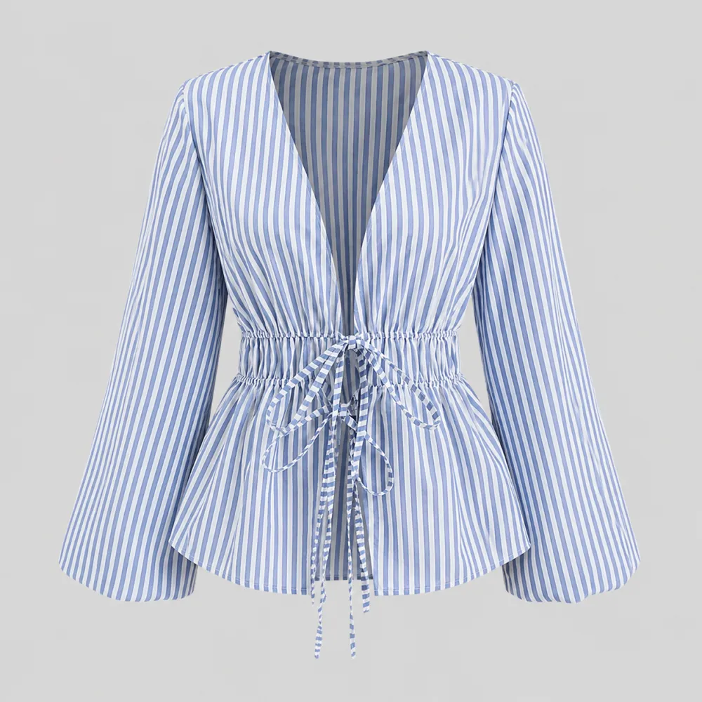 Striped Tie-Waist Blouse
