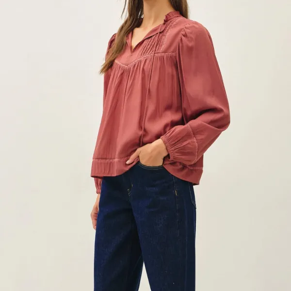 Ruffled V-Neck Blouse